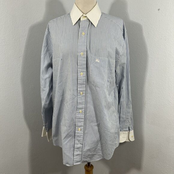 Burberry London‎ Shirt Womens M 39 Multi Button Up Striped Preppy - Picture 1 of 12